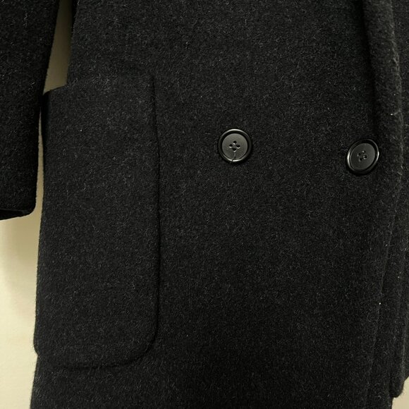 Vintage Womens Medium Long Winter Coat Reclaimed Laine Wool Real Fox Fur Collar - Picture 6 of 11